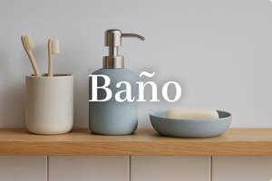 a photograph displays a modern bathroom countertop