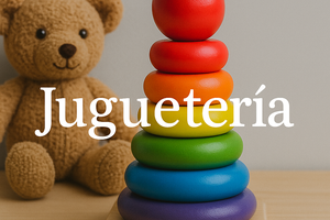 a photograph features a colorful wooden stacking t